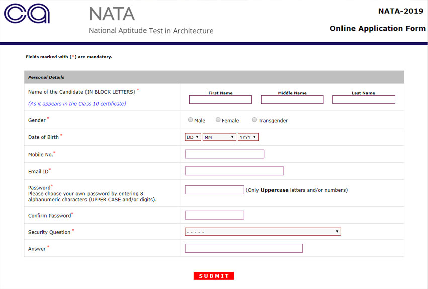 Nata 2019 registration